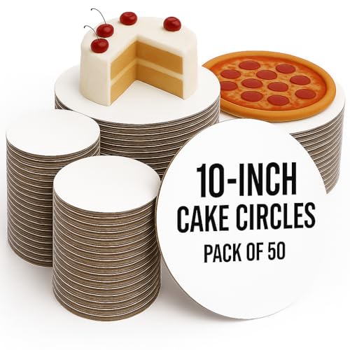 pizety (Pack of 50 10 Inch Cake Circles – Round Corrugated Cardboard Cake Boards for Baking, Pizza & Pies – Greaseproof, Food Safe, Heavy Duty Disposable Base - Image 1