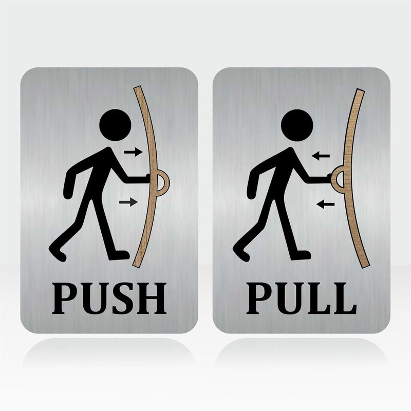 Zouple PUSH-PULL Sign, 6x4 Inch, Durable Steel, Self-Adhesive, Two-Tone - Image 1