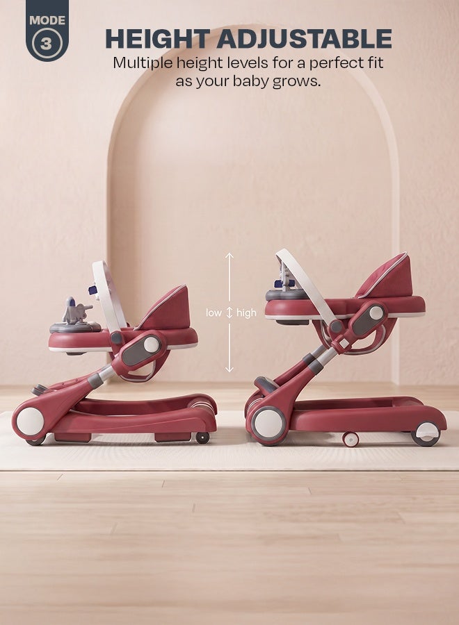 Baybee Premium 2 in 1 Baby Walker with Music & Push Walker for Kids | 3 Height Adjustable Toddler Walker | Removable Musical Activity Toy Bar, Hanging Toys & Food Tray | Foldable Walker for Baby Boys & Girls Red - Image 5