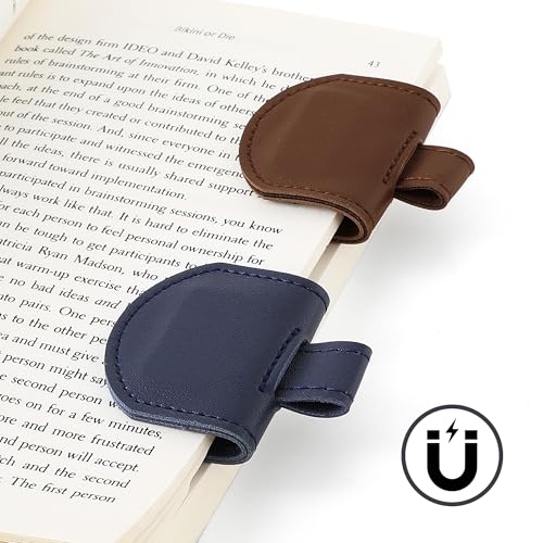 SESENSE Magnetic Pen Holder for Notebook - 3 Pcs Leather Magnetic Bookmarks Holder for Reading Women, Book Lover Gifts for Bookish, Standard Size - Image 3