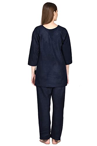 Noty Store Noty ® Girl's/Women's Woollen Fleece- Woolen/Winter- Night Suit-2 Pc Set (Navy Blue, XX-Large) - Image 4