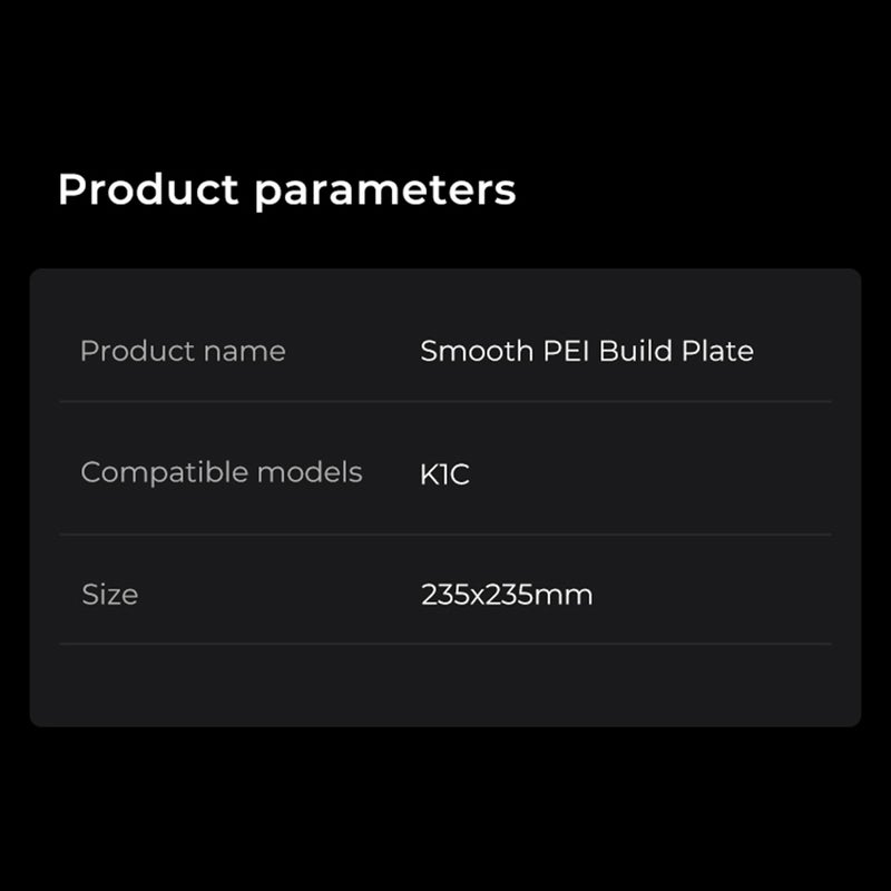 Creality K1C Smooth PEI Build Plate 235x235mm-Without Soft Magnetic Easy Model Removal High Temperature Resistance Suitable for K1C FDM 3D Printer - Image 4