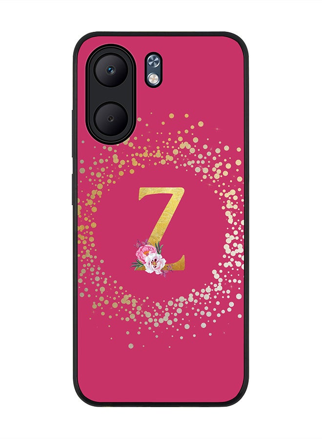 Stylizedd For Oppo A5x 5G / A5x 4G Case,Slim fit Camera Protection, Shockproof Thin Phone cover  - Custom Monogram Floral - Z ( Deep Pink )