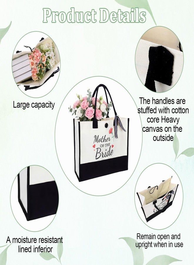 DONQTWAY 2 Pcs Mother of the Bride and Mother of the Groom Gifts Set Canvas Tote Bag, Bridal Shower Gifts Large capacity Tote Bag for Wedding Bachelorette Engagement - Image 5