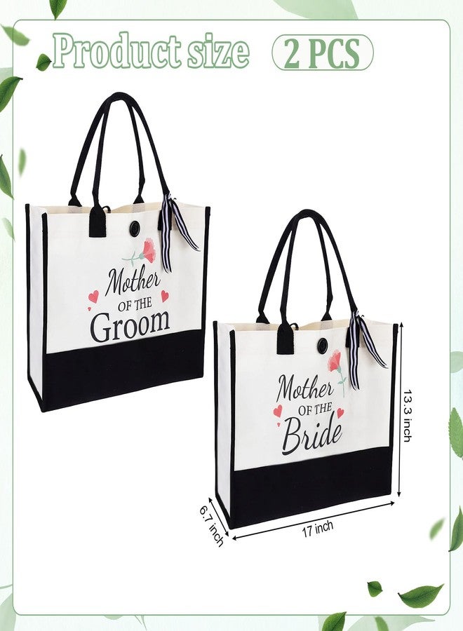 DONQTWAY 2 Pcs Mother of the Bride and Mother of the Groom Gifts Set Canvas Tote Bag, Bridal Shower Gifts Large capacity Tote Bag for Wedding Bachelorette Engagement - Image 4