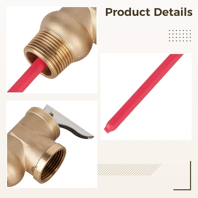 G 3/4 Brass Boiler Pressure Relief Transducer, Temperature Control Device for Water Heaters, 150 Psi Rating, Long-Lasting, Easy Installation - Image 2