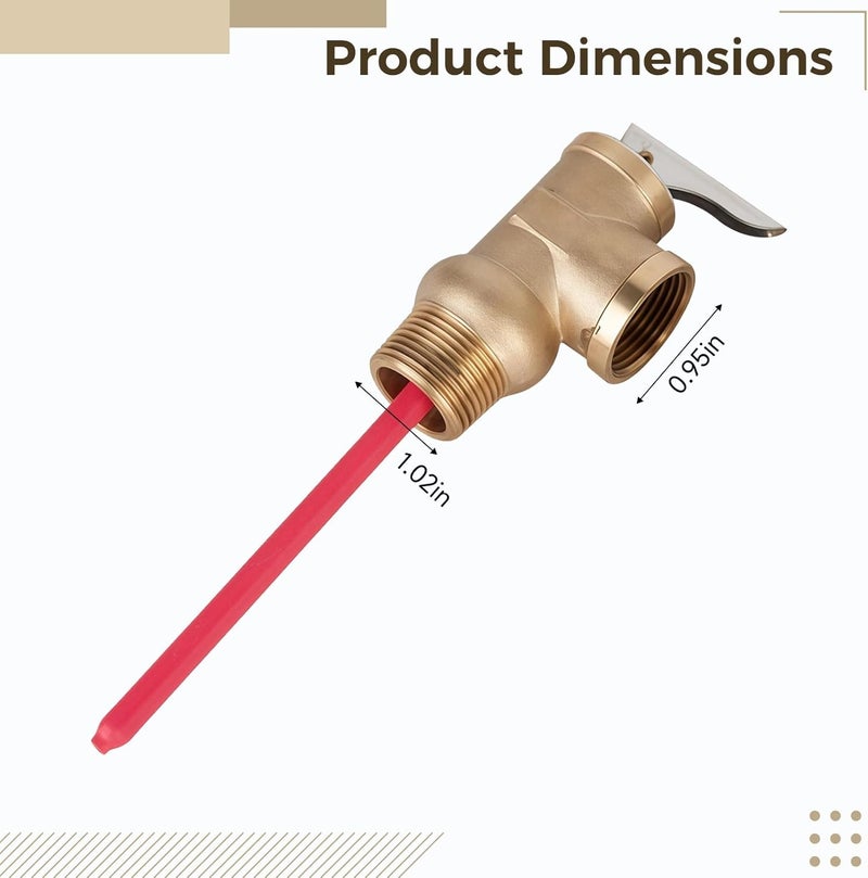 G 3/4 Brass Boiler Pressure Relief Transducer, Temperature Control Device for Water Heaters, 150 Psi Rating, Long-Lasting, Easy Installation - Image 3