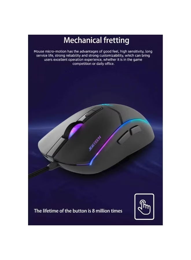 JERTECH SHOOTER XP14 RGB Gaming Mouse - Optical Sensor 3600 DPI - 1000 Hz Polling Rate - Braided Cable - Image 1