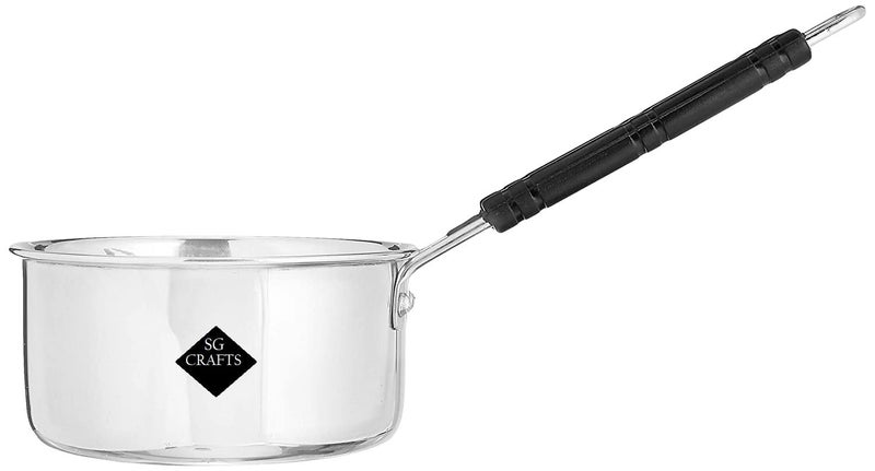 SG CRAFTS Stainless Steel Sauce Pan, Flat Base Sauce Pan, Tea Pan, Milk Pan, Tapeli Patila, Sauce Pot Cookware with Handle (Gas + Induction) (1700 ml) - Image 2