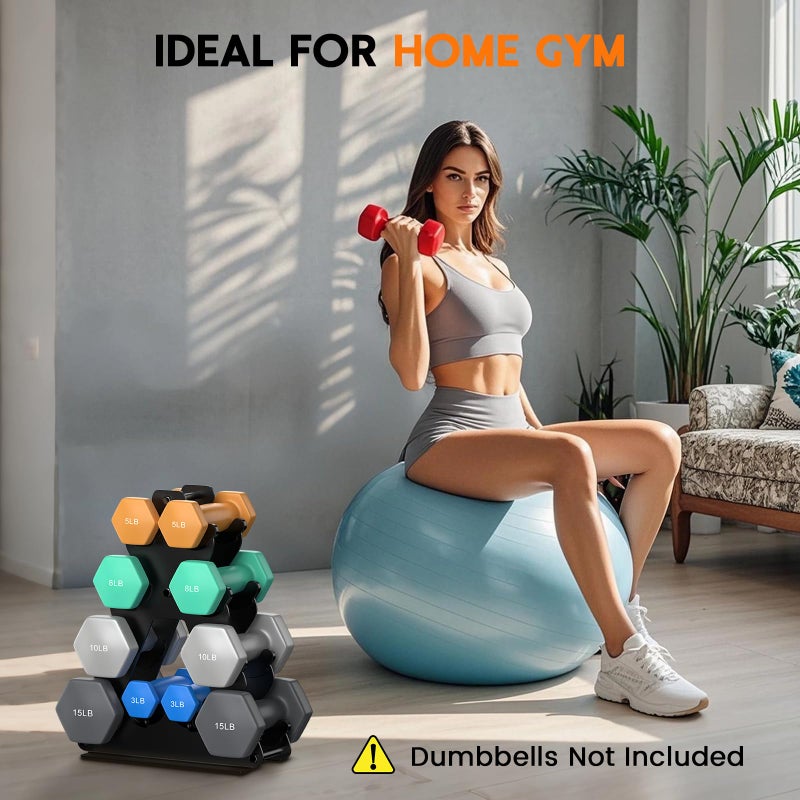 Nrevichng 4-Tier Dumbbell Rack Stand Only | Space-Saving Weight Rack for Home Gym, Hand Weight Rack Dumbbell Storage for Dumbbell Set (3-15 LB), Durable Metal Stand with Easy Assembly (Dumbell not Included) - Image 2