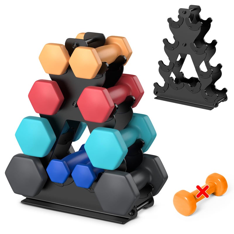 Nrevichng 4-Tier Dumbbell Rack Stand Only | Space-Saving Weight Rack for Home Gym, Hand Weight Rack Dumbbell Storage for Dumbbell Set (3-15 LB), Durable Metal Stand with Easy Assembly (Dumbell not Included) - Image 1