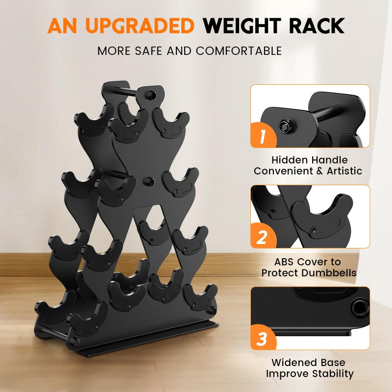 Nrevichng 4-Tier Dumbbell Rack Stand Only | Space-Saving Weight Rack for Home Gym, Hand Weight Rack Dumbbell Storage for Dumbbell Set (3-15 LB), Durable Metal Stand with Easy Assembly (Dumbell not Included) - Image 5