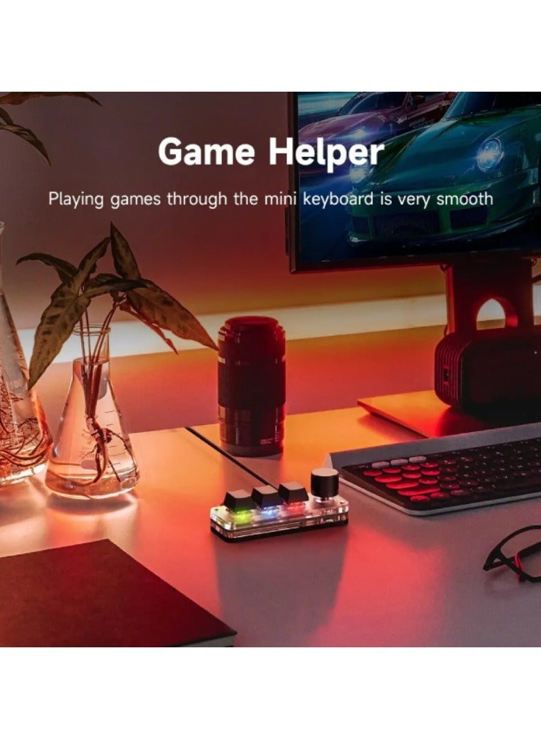 AROAQ Macropad Macro Mechanical Keyboard RGB Mini Gaming Custom Programming Knob Keypads Red Switch 3 Keys For Photoshop - Image 2