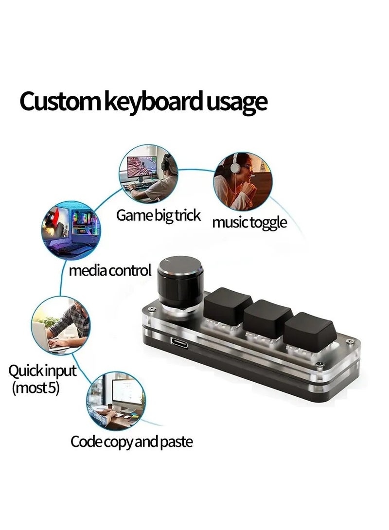 AROAQ Macropad Macro Mechanical Keyboard RGB Mini Gaming Custom Programming Knob Keypads Red Switch 3 Keys For Photoshop - Image 3