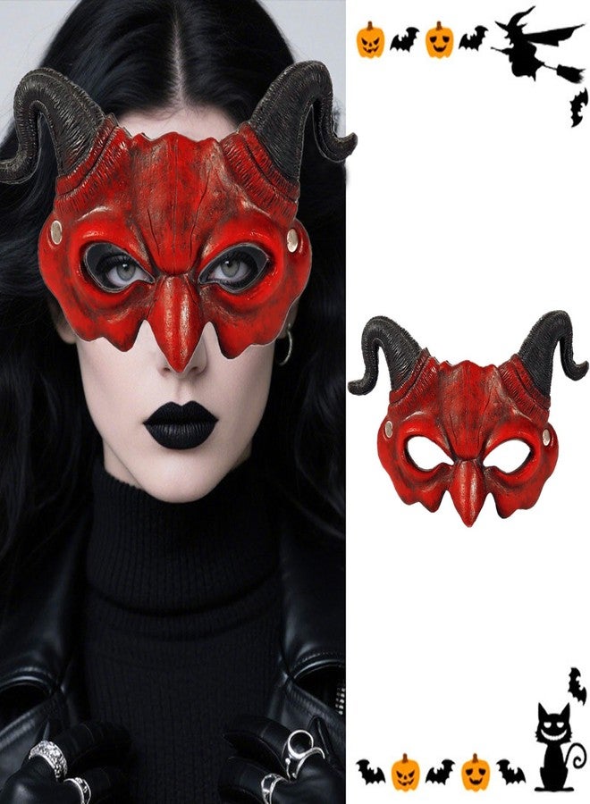 Soochat Devil Mask Demon Mask Scary Half Face Mask for Cosplay Halloween Masquerade Costume Party Accessories - Image 3