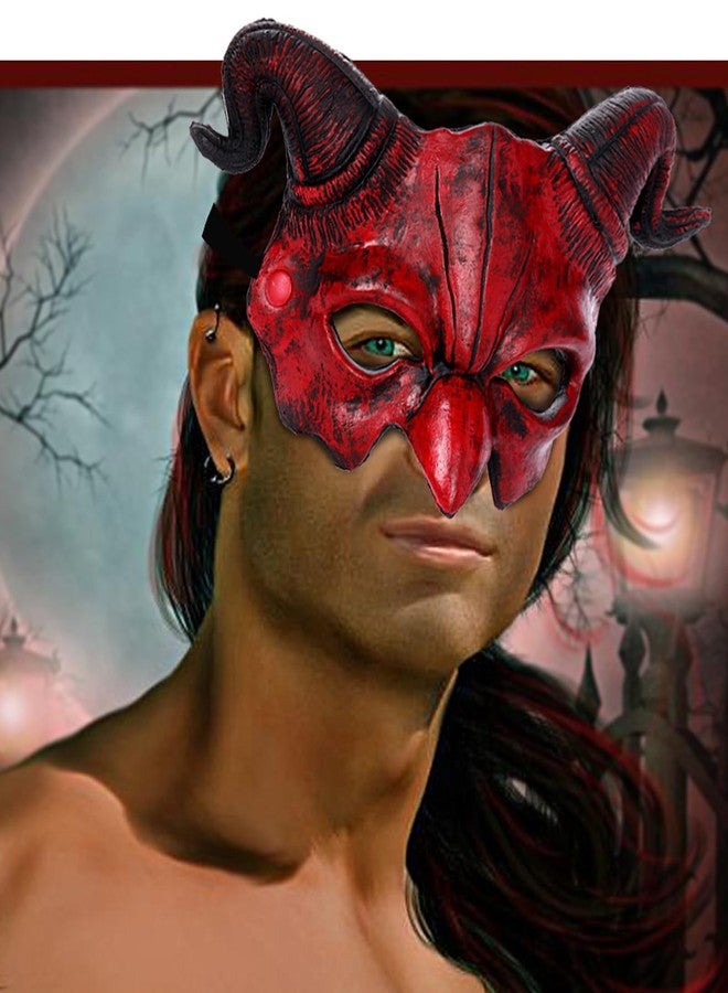 Soochat Devil Mask Demon Mask Scary Half Face Mask for Cosplay Halloween Masquerade Costume Party Accessories - Image 4