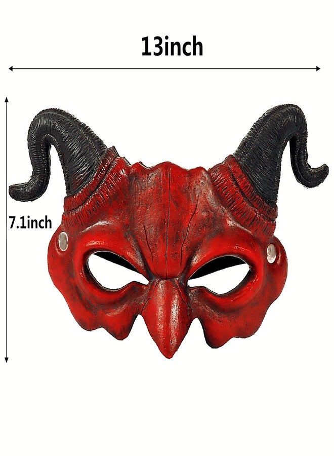 Soochat Devil Mask Demon Mask Scary Half Face Mask for Cosplay Halloween Masquerade Costume Party Accessories - Image 2