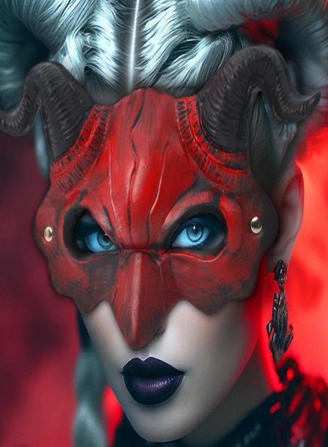 Soochat Devil Mask Demon Mask Scary Half Face Mask for Cosplay Halloween Masquerade Costume Party Accessories - Image 5