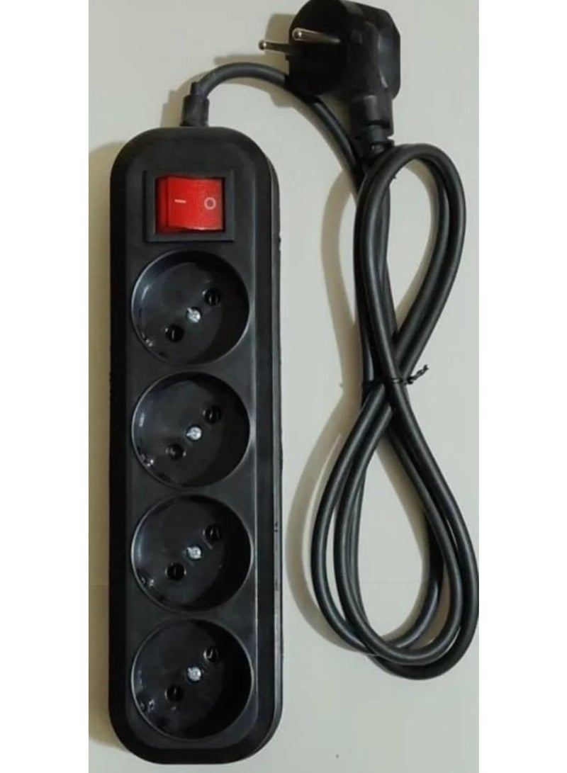 Televes 4-Outlet Power Strip - 1.10m / Black - Image 1