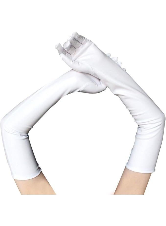 قفازات نسائية طويلة قابلة للتمدد من الجلد للمناسبات المسائية وأزياء الأوبرا - Image 1