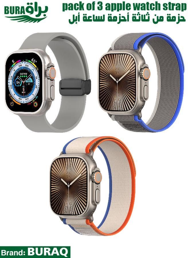 BURAQ Apple Watch Band Strap For Apple Watch Ultra 2/Ultra 49mm, Series 10 46mm, 9/8/7 45mm, SE2/SE/6/5/4 44mm, 3/2/1 42mm