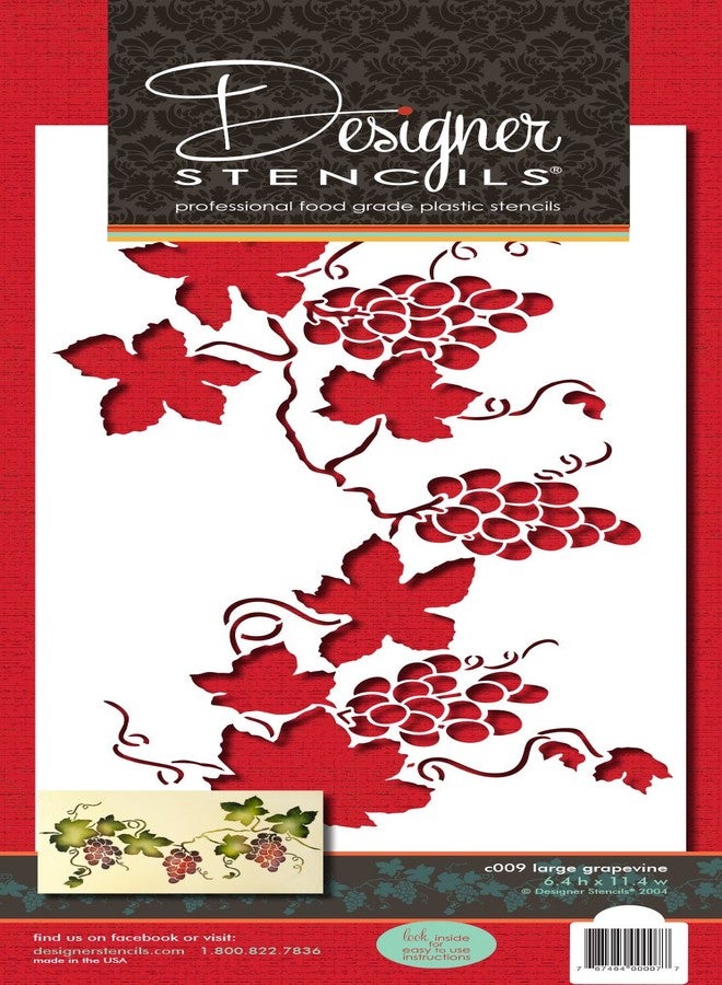 Designer Stencils C009 Grapevine Cake Stencil, Beige/semi-transparent - Image 3