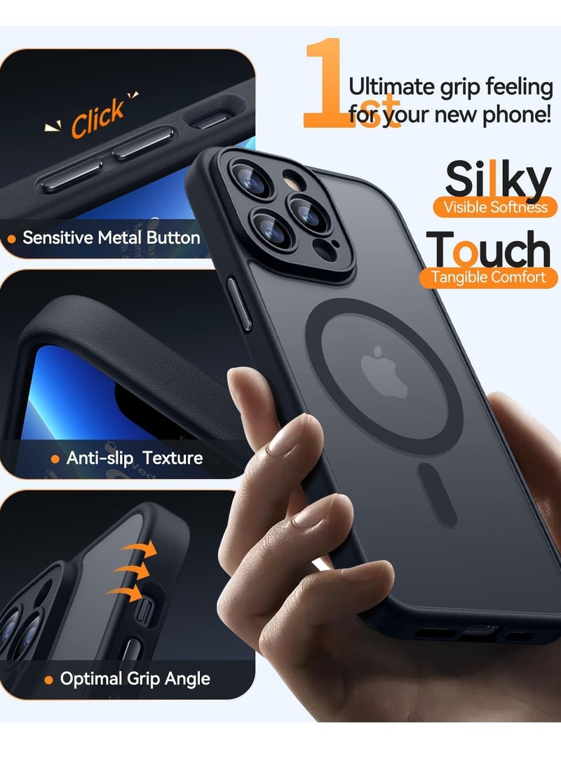 ESCASE Magnetic Cover for iPhone 13 Pro (6.1 Inches) MagSafe Compatible [Full Camera Protection], Translucent Matte Slim Protective Shockproof Case, Black - Image 5