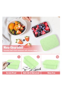 Excefore 2 Pack Stainless Steel Snack Containers, Reusable Small Metal Bento Lunch Container Box, Leak Proof silicone Lids&Dip Containers, Suitable for Daycare, School Travel (18oz)  - Image 3