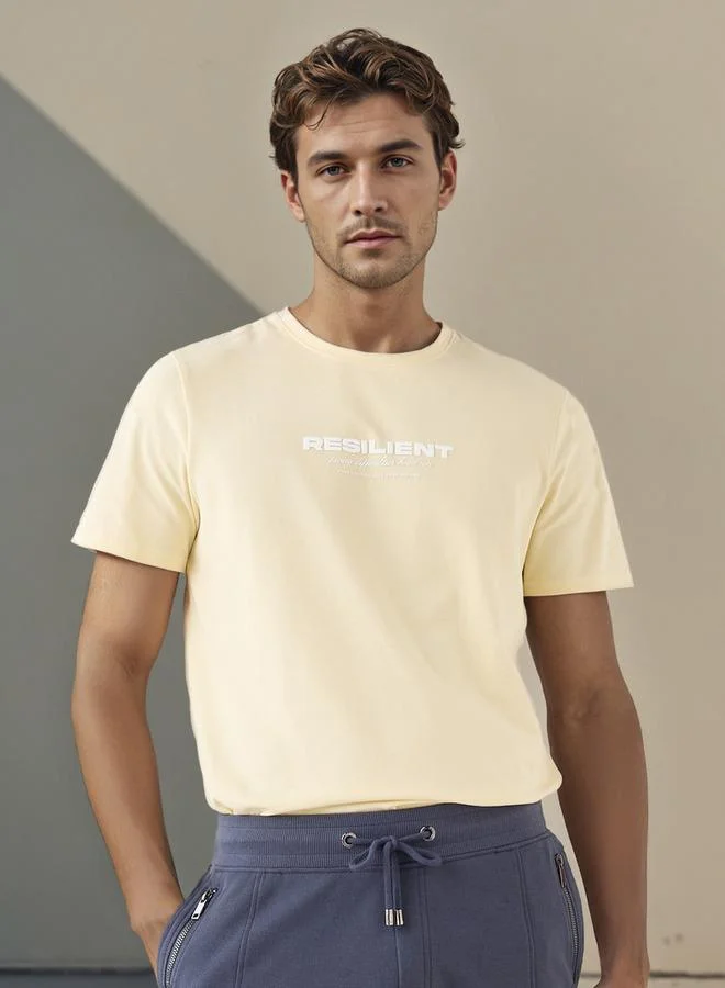 Iconic Iconic Slogan Print Pique T-shirt