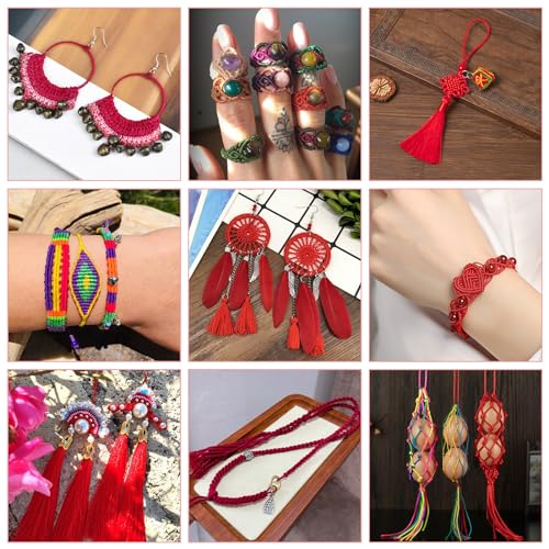 EEE ELECRELIVE 150 Yards Braided Nylon Cord Chinese Knotting Cord 0.5mm Red String for Bracelet, Nylon Beading Thread for Kumihimo Necklace Jewelry Tassels Craft - Image 5