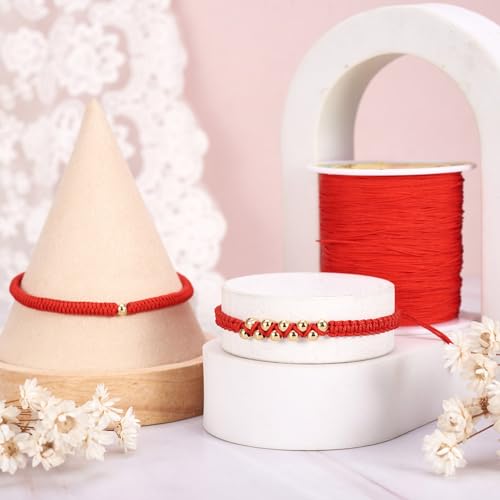 EEE ELECRELIVE 150 Yards Braided Nylon Cord Chinese Knotting Cord 0.5mm Red String for Bracelet, Nylon Beading Thread for Kumihimo Necklace Jewelry Tassels Craft - Image 3