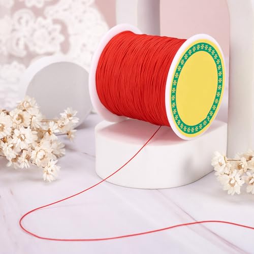 EEE ELECRELIVE 150 Yards Braided Nylon Cord Chinese Knotting Cord 0.5mm Red String for Bracelet, Nylon Beading Thread for Kumihimo Necklace Jewelry Tassels Craft - Image 2