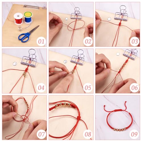 EEE ELECRELIVE 150 Yards Braided Nylon Cord Chinese Knotting Cord 0.5mm Red String for Bracelet, Nylon Beading Thread for Kumihimo Necklace Jewelry Tassels Craft - Image 4