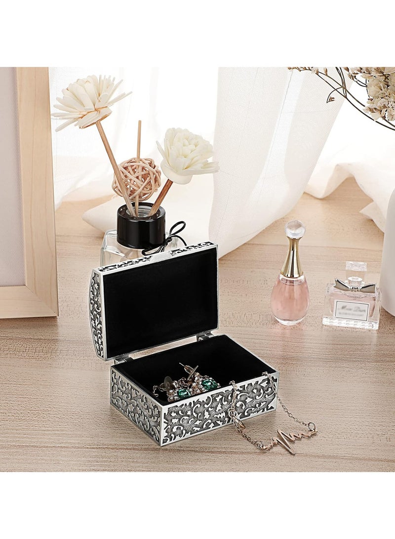 general Vintage Metal Jewellery Box Trinket Storage Box Treasure Chest Case Ring Holder Necklace Earrings Organiser Keepsake Box Wedding Birthday Gift Girls Ladies - Image 3