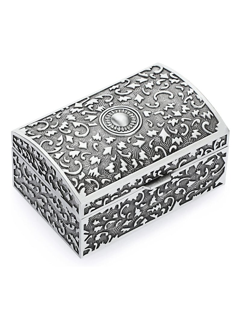 general Vintage Metal Jewellery Box Trinket Storage Box Treasure Chest Case Ring Holder Necklace Earrings Organiser Keepsake Box Wedding Birthday Gift Girls Ladies - Image 1