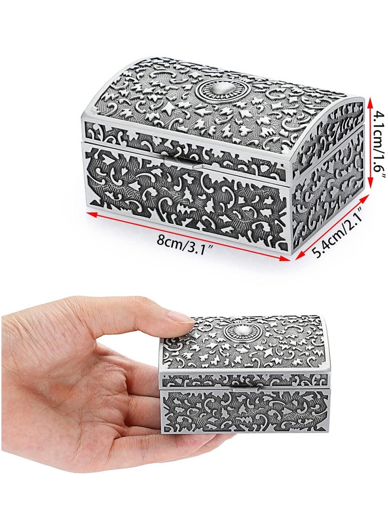 general Vintage Metal Jewellery Box Trinket Storage Box Treasure Chest Case Ring Holder Necklace Earrings Organiser Keepsake Box Wedding Birthday Gift Girls Ladies - Image 4