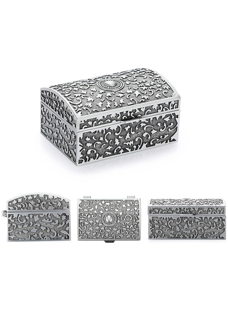 general Vintage Metal Jewellery Box Trinket Storage Box Treasure Chest Case Ring Holder Necklace Earrings Organiser Keepsake Box Wedding Birthday Gift Girls Ladies - Image 5