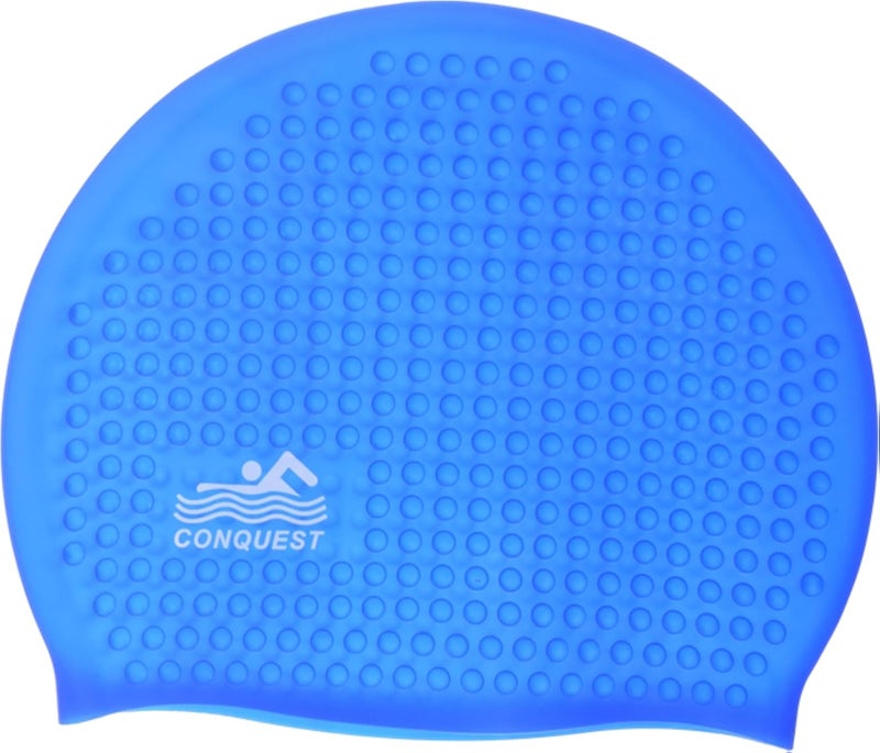 Silicone Swimming Training Head Cover With Small Scars Design To Prevent Slip - Blue