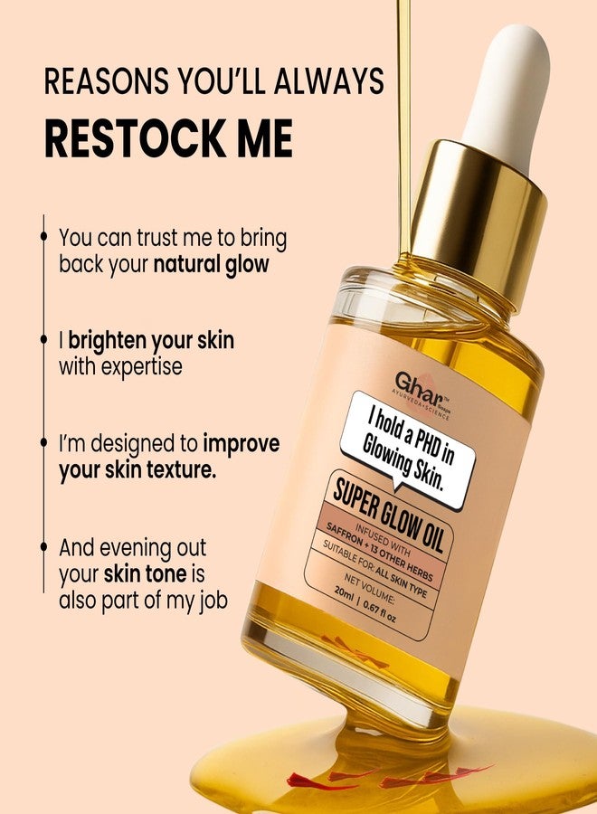 Ghar Soaps Super Glow Oil with Saffron & 12+ Ayurvedic Herbs | Slow-Infused in Argan, Almond & Olive Oils | Brightening Face Oil for Natural Glow, Even Skin Tone & Radiant Skin - Image 3