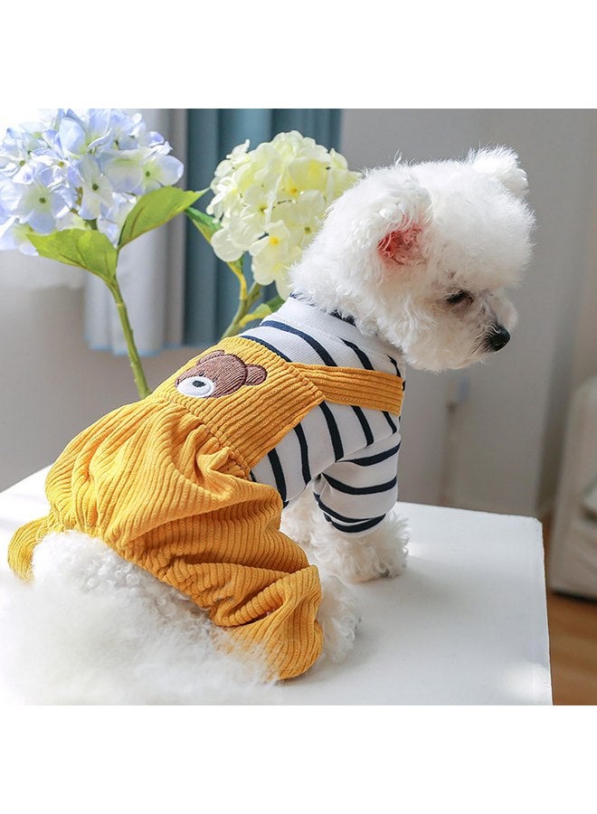ملابس مريحة وناعمة للكلاب، زي دب من قطعة واحدة للكلاب، قميص سويت شيرت لطيف للجرو، بنطلون مخملي، ملابس خريف وشتاء أنيقة للحيوانات الأليفة للكلاب الصغيرة، زي زي تشيهواهوا داشوند اليومي للعطلات - Image 3