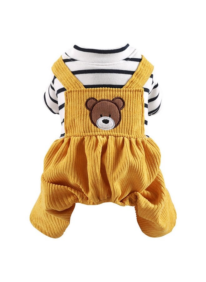 ملابس مريحة وناعمة للكلاب، زي دب من قطعة واحدة للكلاب، قميص سويت شيرت لطيف للجرو، بنطلون مخملي، ملابس خريف وشتاء أنيقة للحيوانات الأليفة للكلاب الصغيرة، زي زي تشيهواهوا داشوند اليومي للعطلات - Image 1