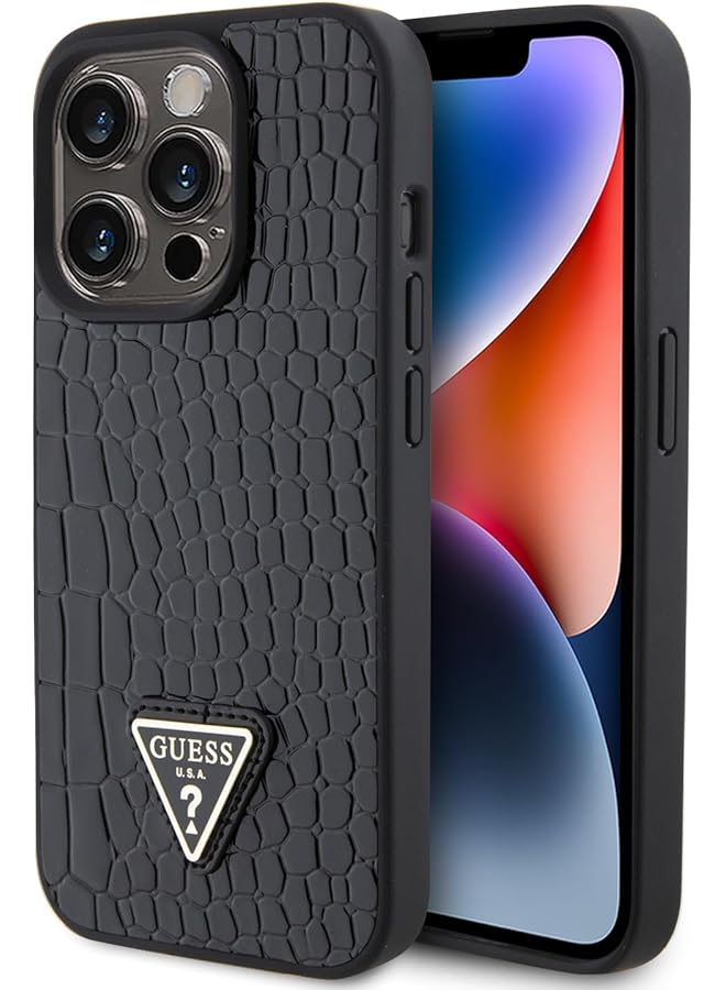erorex Croco Case With Triangle Logo Compatible With Iphone 15 Pro Black - Image 1