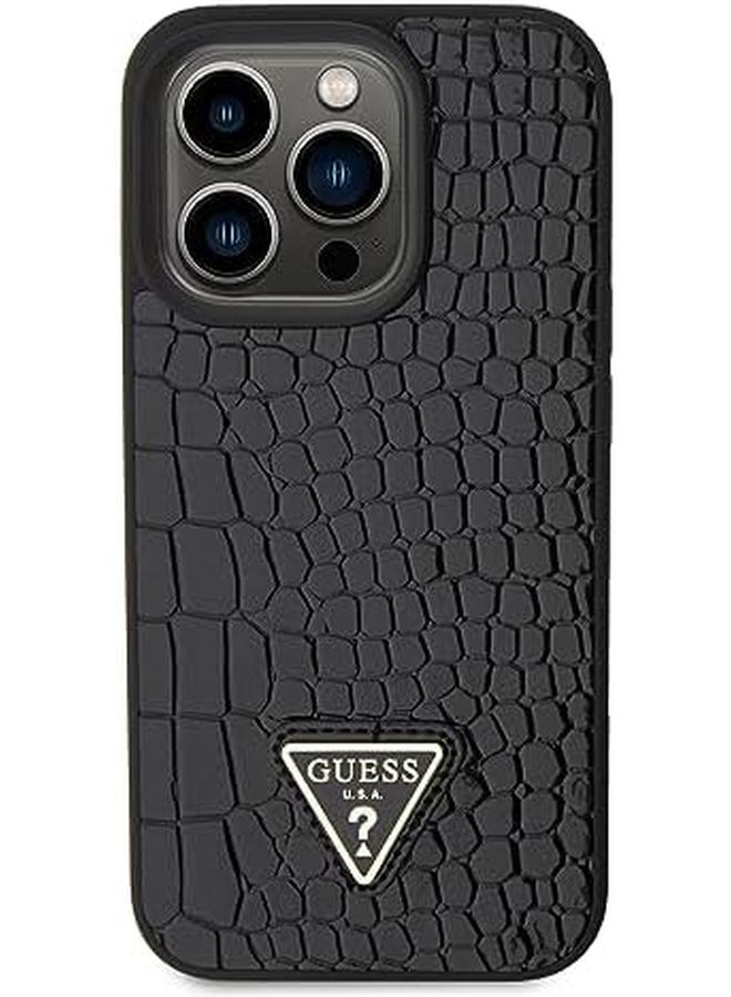 erorex Croco Case With Triangle Logo Compatible With Iphone 15 Pro Black - Image 2
