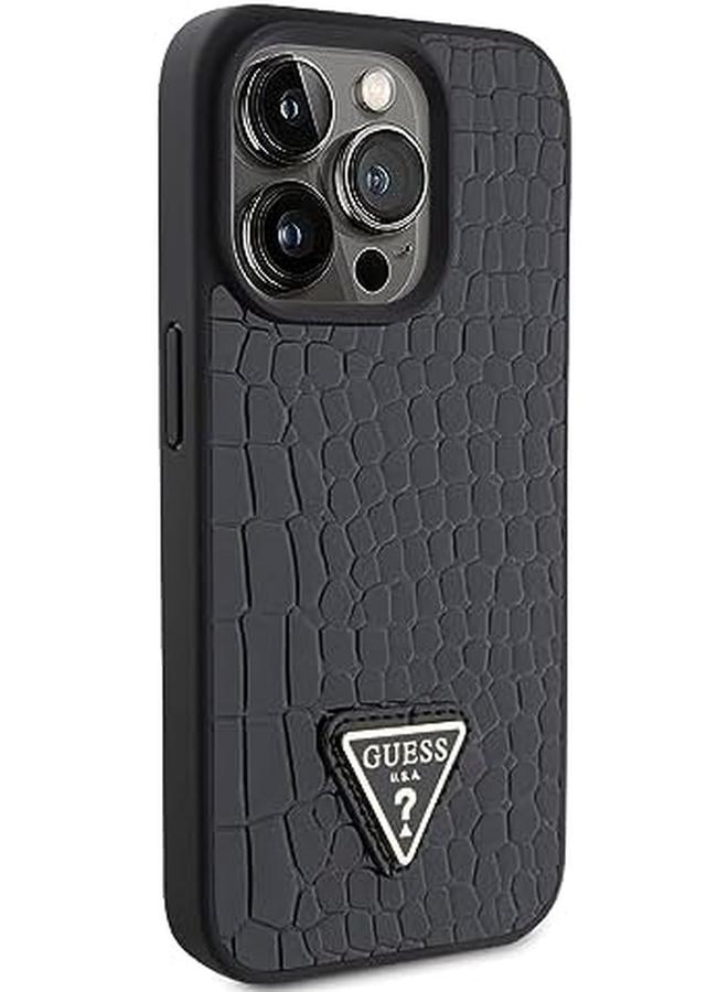 erorex Croco Case With Triangle Logo Compatible With Iphone 15 Pro Black - Image 3