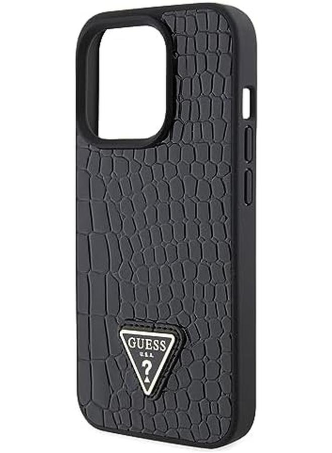 erorex Croco Case With Triangle Logo Compatible With Iphone 15 Pro Black - Image 5