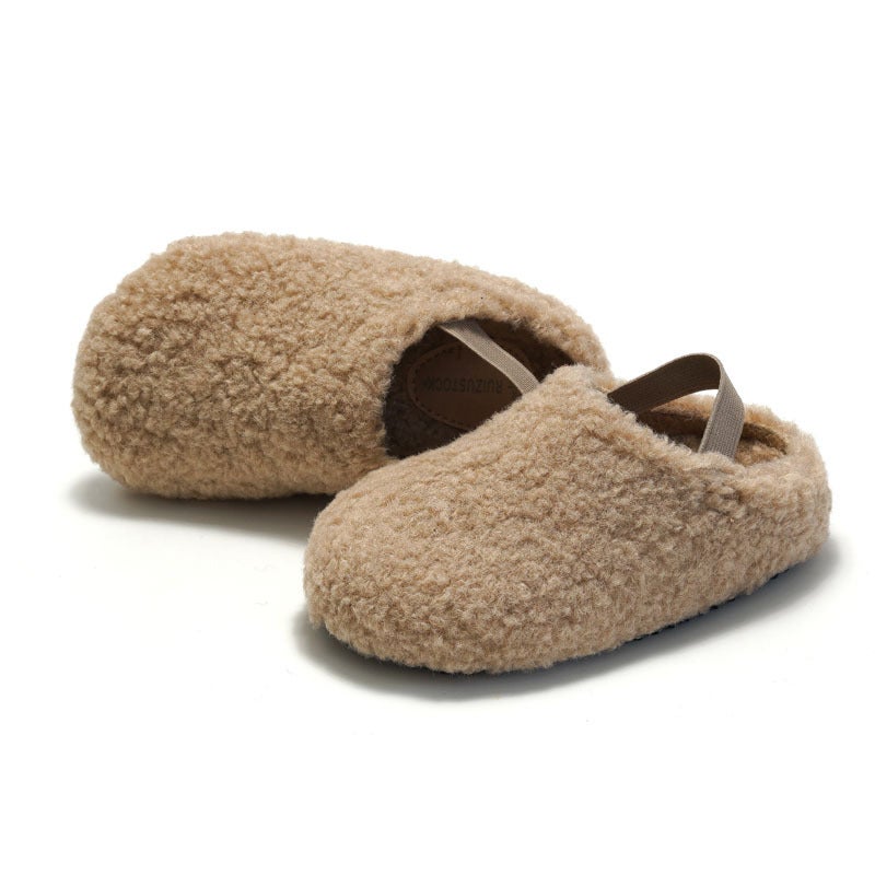 Ruizu New Product Children's Maomao Cork Cotton Shoes Boys' Warm fleece-lined Sandals Girls' Cotton Sandals and Slippers Fleece - Image 3