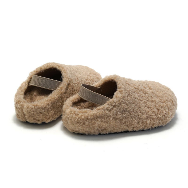 Ruizu New Product Children's Maomao Cork Cotton Shoes Boys' Warm fleece-lined Sandals Girls' Cotton Sandals and Slippers Fleece - Image 5