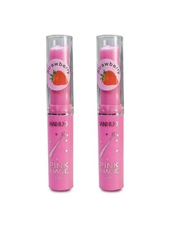 Strawberry Pack Of 2 Pc Pink Magic Lip Balm Lip Care With Vitamin C (Same As Image)  - Image 1