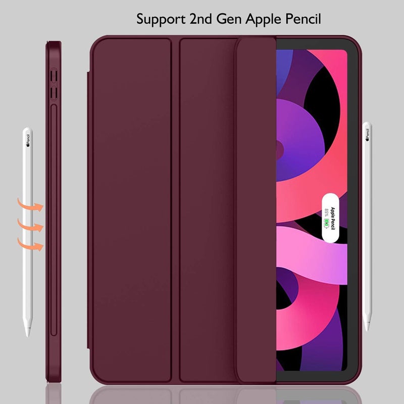 iMieet iPad Air 11 Inch Case M3(2025) / M2 (2024), iPad Air 5th/4th Generation Case 2022/2020 10.9 Inch with Pencil Holder,Trifold Stand Smart Case with Soft TPU Back(Wine) - Image 3