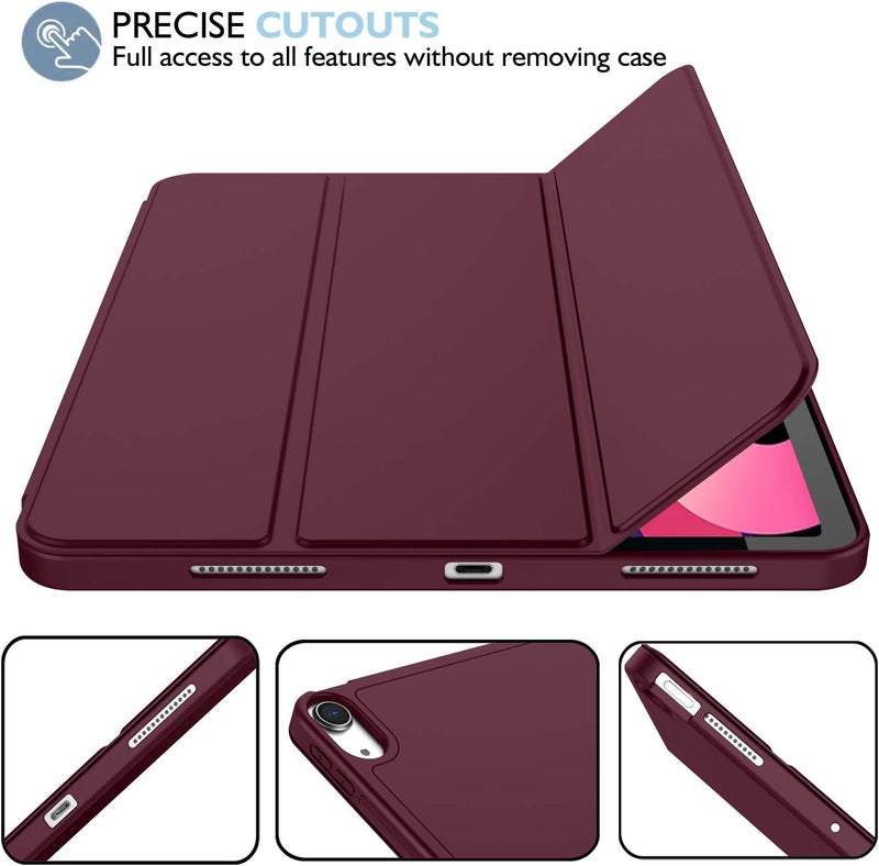 iMieet iPad Air 11 Inch Case M3(2025) / M2 (2024), iPad Air 5th/4th Generation Case 2022/2020 10.9 Inch with Pencil Holder,Trifold Stand Smart Case with Soft TPU Back(Wine) - Image 4